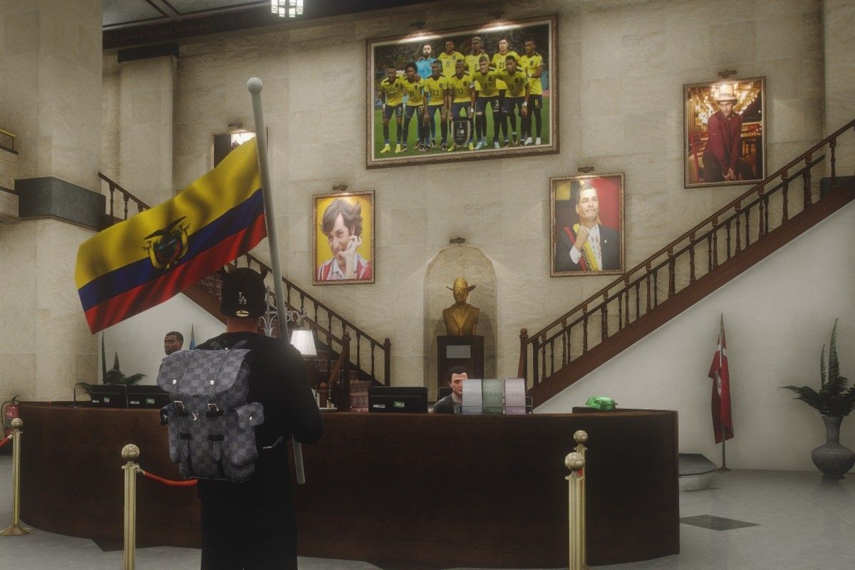 We rebuilt the public buildings too, including the portraits on the walls